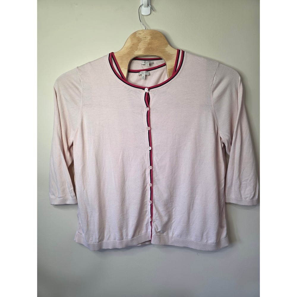 Talbots Sweater Set Woman 3X Pink Preppy Striped Trim Cardigan Shell Twinset